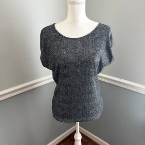 Rag & Bone JEAN Ribbed Twist Back Top Gray Dolman Sleeve Knit XS